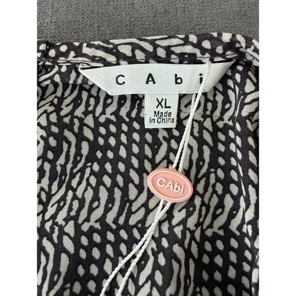 CAbi Sheer Sleeveless Blouse Womens XL Black White Abstract Artsy Minimalist - Picture 6 of 10